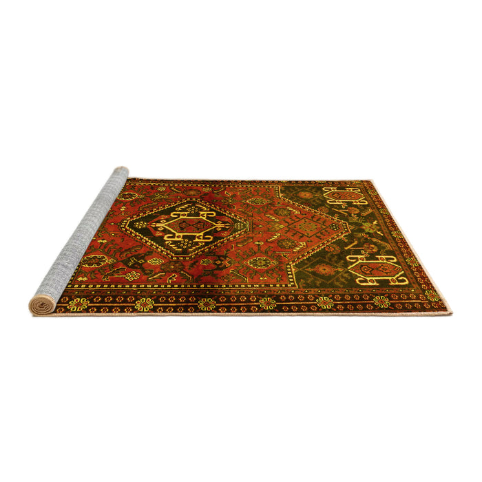 Sideview of Machine Washable Persian Yellow Traditional Rug, wshtr3066yw