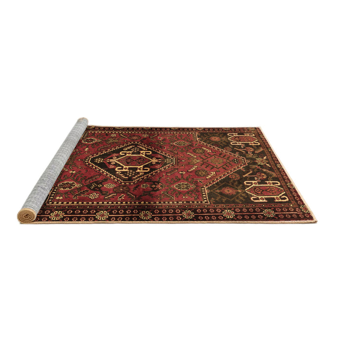 Sideview of Machine Washable Persian Brown Traditional Rug, wshtr3066brn