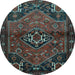 Round Machine Washable Persian Light Blue Traditional Rug, wshtr3066lblu