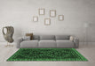 Machine Washable Persian Emerald Green Traditional Area Rugs in a Living Room,, wshtr3067emgrn