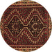 Round Machine Washable Persian Brown Traditional Rug, wshtr3067brn