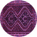 Round Machine Washable Persian Purple Traditional Area Rugs, wshtr3067pur