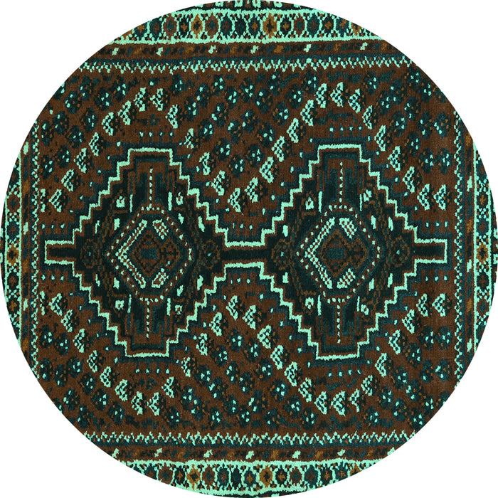 Round Machine Washable Persian Turquoise Traditional Area Rugs, wshtr3067turq