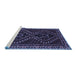 Sideview of Machine Washable Persian Blue Traditional Rug, wshtr3067blu