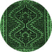 Round Persian Emerald Green Traditional Rug, tr3067emgrn