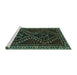 Sideview of Machine Washable Persian Turquoise Traditional Area Rugs, wshtr3067turq