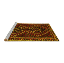 Sideview of Machine Washable Persian Yellow Traditional Rug, wshtr3067yw