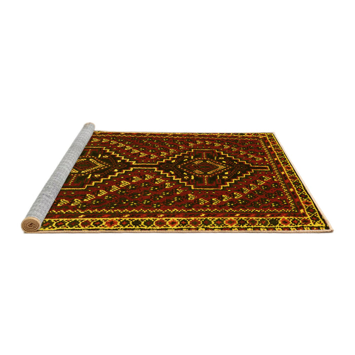 Sideview of Machine Washable Persian Yellow Traditional Rug, wshtr3067yw