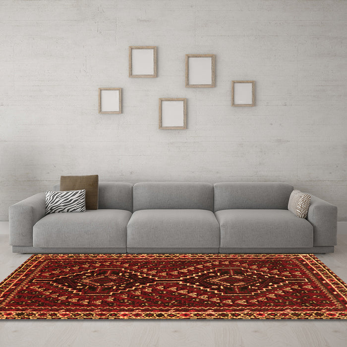 Machine Washable Persian Orange Traditional Area Rugs in a Living Room, wshtr3067org