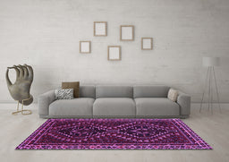 Machine Washable Persian Purple Traditional Area Rugs in a Living Room, wshtr3067pur