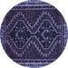 Round Machine Washable Persian Blue Traditional Rug, wshtr3067blu