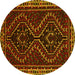 Round Persian Yellow Traditional Rug, tr3067yw