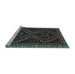 Sideview of Machine Washable Persian Light Blue Traditional Rug, wshtr3067lblu