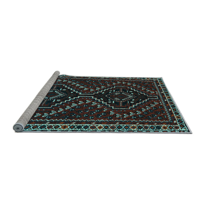 Sideview of Machine Washable Persian Light Blue Traditional Rug, wshtr3067lblu