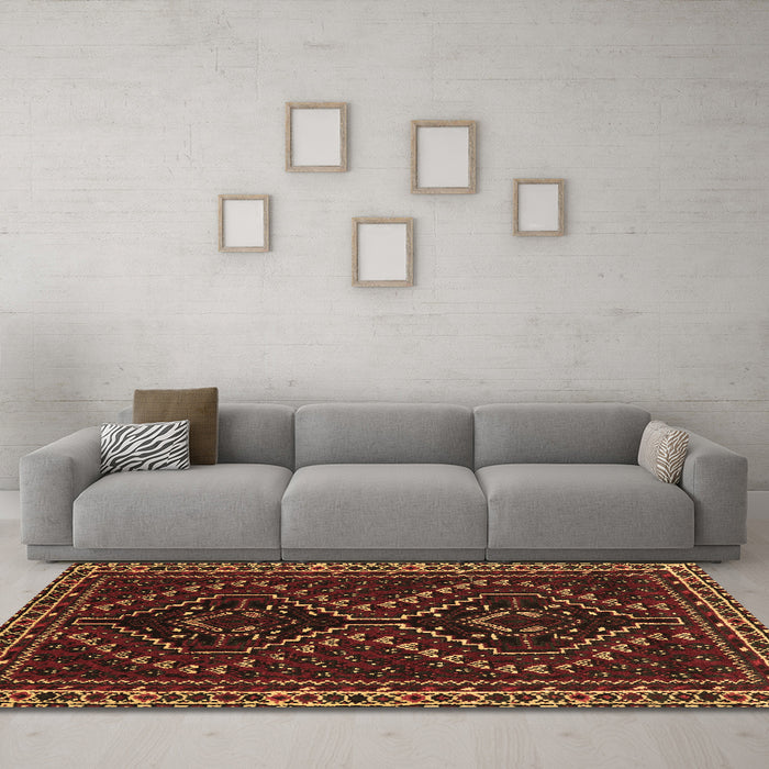 Machine Washable Persian Brown Traditional Rug in a Living Room,, wshtr3067brn