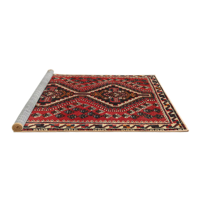 Sideview of Machine Washable Traditional Dark Gold Brown Rug, wshtr3068