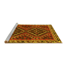 Sideview of Machine Washable Persian Yellow Traditional Rug, wshtr3068yw