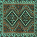 Square Machine Washable Persian Turquoise Traditional Area Rugs, wshtr3068turq