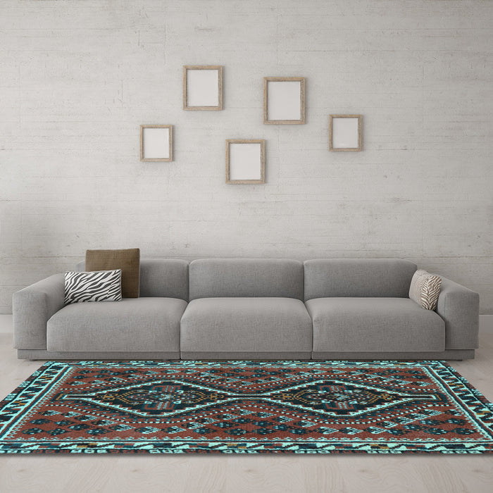 Machine Washable Persian Light Blue Traditional Rug in a Living Room, wshtr3068lblu