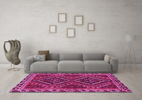 Machine Washable Persian Pink Traditional Rug, wshtr3068pnk