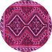 Round Machine Washable Persian Pink Traditional Rug, wshtr3068pnk