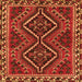 Round Machine Washable Persian Orange Traditional Area Rugs, wshtr3068org