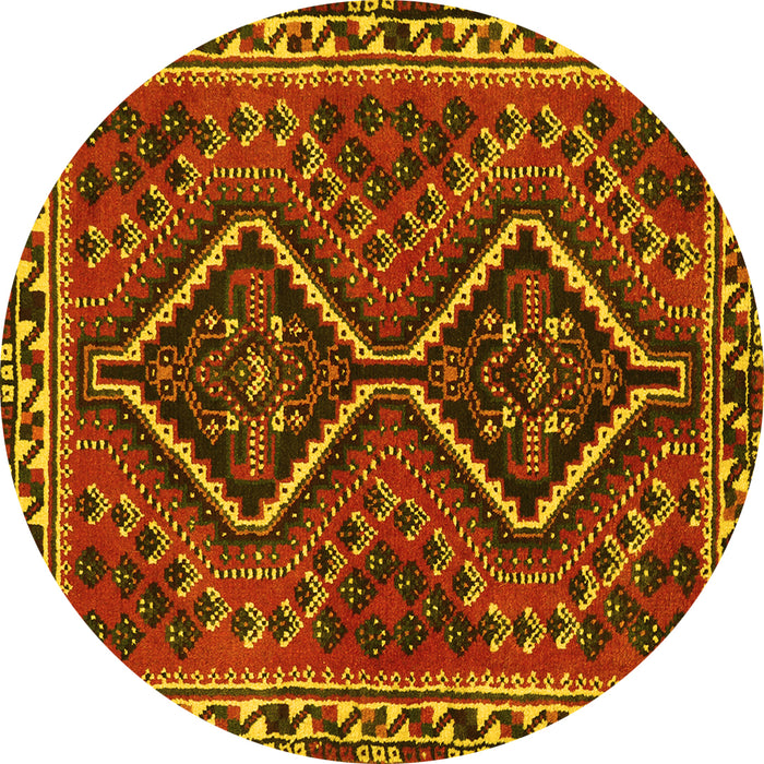 Round Persian Yellow Traditional Rug, tr3068yw