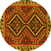 Round Persian Yellow Traditional Rug, tr3068yw