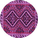 Round Machine Washable Persian Purple Traditional Area Rugs, wshtr3068pur