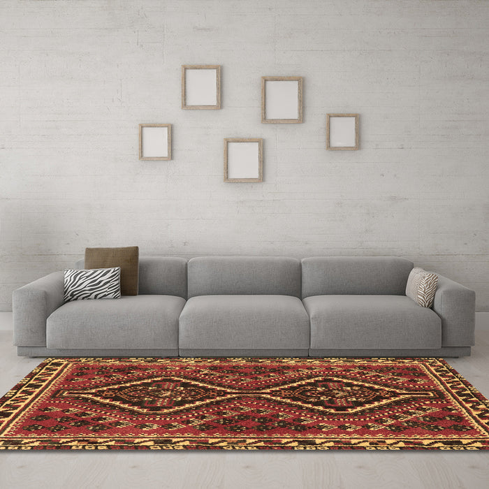 Machine Washable Persian Brown Traditional Rug in a Living Room,, wshtr3068brn