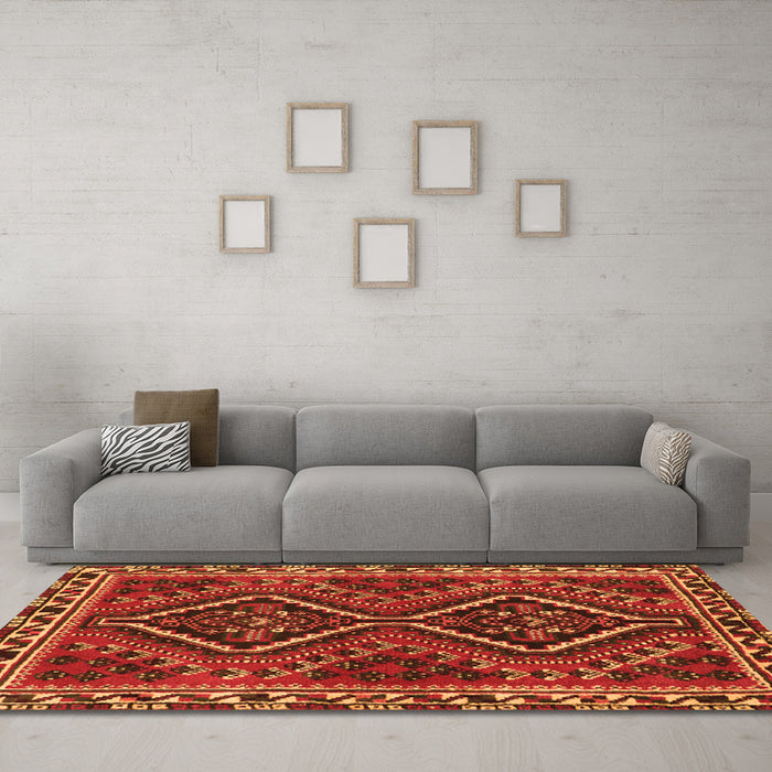 Machine Washable Persian Orange Traditional Area Rugs in a Living Room, wshtr3068org