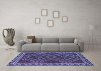 Machine Washable Persian Blue Traditional Rug, wshtr3068blu