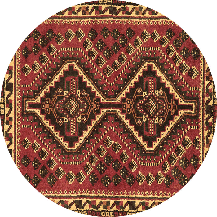 Round Persian Brown Traditional Rug, tr3068brn