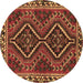 Round Persian Brown Traditional Rug, tr3068brn