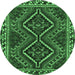 Round Persian Emerald Green Traditional Rug, tr3068emgrn