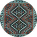 Round Machine Washable Persian Light Blue Traditional Rug, wshtr3068lblu