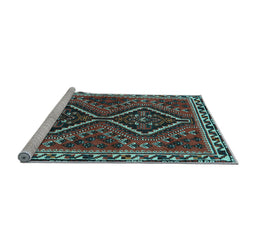 Sideview of Machine Washable Persian Light Blue Traditional Rug, wshtr3068lblu