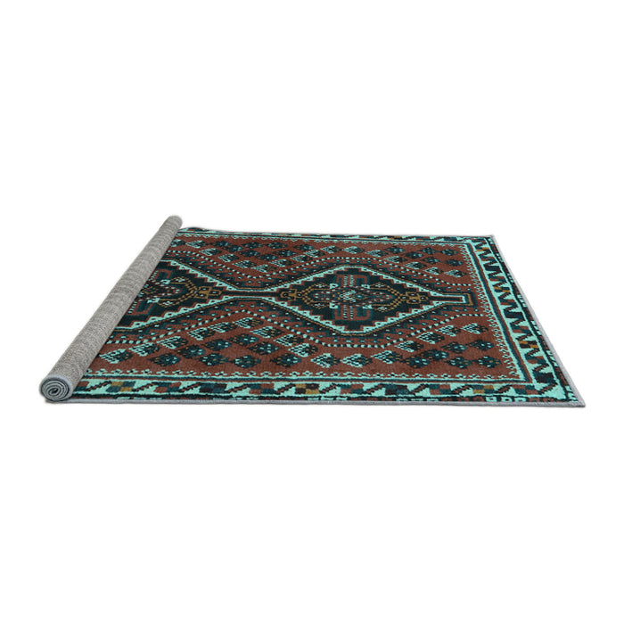 Sideview of Machine Washable Persian Light Blue Traditional Rug, wshtr3068lblu