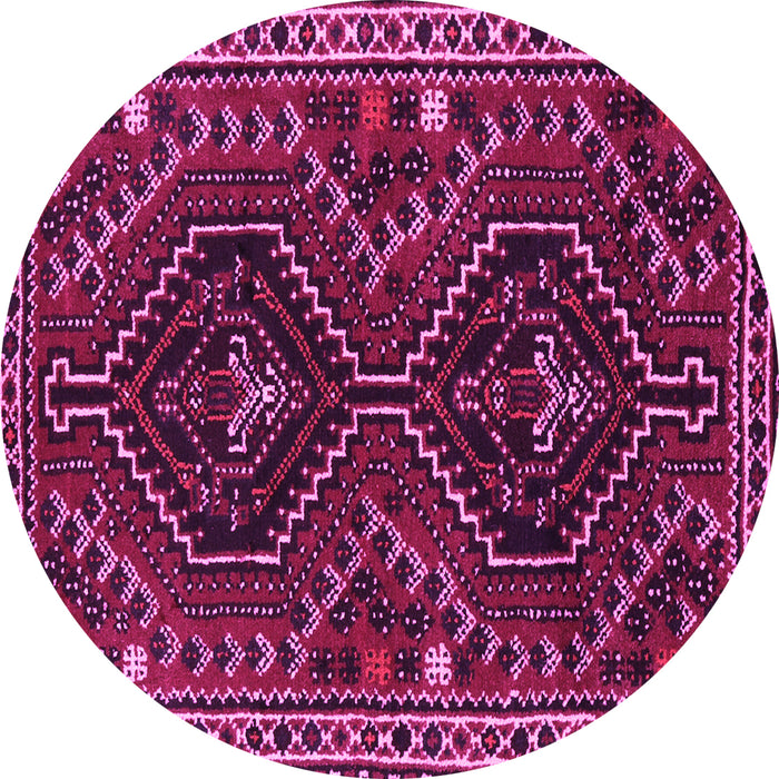 Round Machine Washable Persian Pink Traditional Rug, wshtr3069pnk