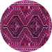 Round Machine Washable Persian Pink Traditional Rug, wshtr3069pnk