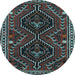 Round Persian Light Blue Traditional Rug, tr3069lblu