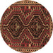 Round Machine Washable Persian Brown Traditional Rug, wshtr3069brn