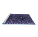 Sideview of Machine Washable Persian Blue Traditional Rug, wshtr3069blu