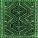 Square Machine Washable Persian Emerald Green Traditional Area Rugs, wshtr3069emgrn