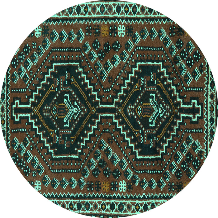 Round Persian Turquoise Traditional Rug, tr3069turq