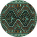 Round Persian Turquoise Traditional Rug, tr3069turq