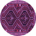 Round Machine Washable Persian Purple Traditional Area Rugs, wshtr3069pur