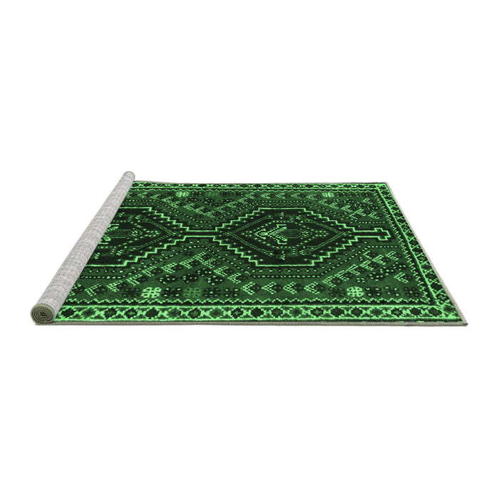 Sideview of Machine Washable Persian Emerald Green Traditional Area Rugs, wshtr3069emgrn