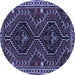 Round Machine Washable Persian Blue Traditional Rug, wshtr3069blu