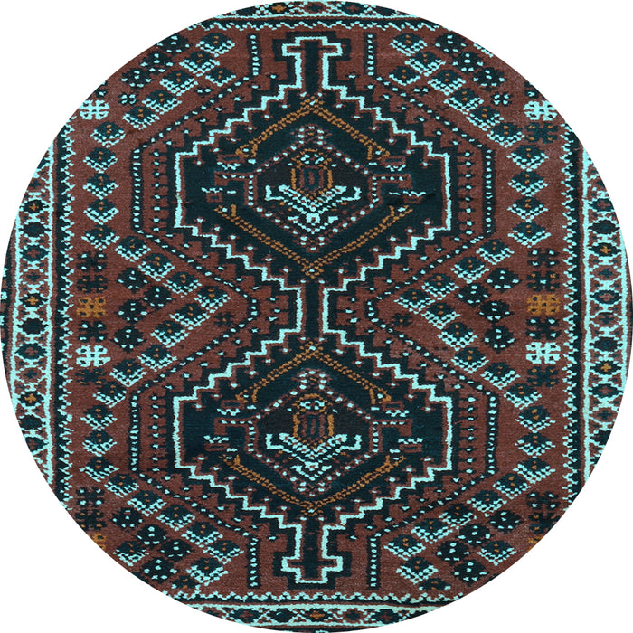 Round Machine Washable Persian Light Blue Traditional Rug, wshtr3069lblu